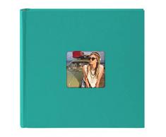 Goldbuch Fotoalbum mit Bildausschnitt, Living, 30x30 cm, 100 weiße Seiten mit Pergamin-Trennblättern, Hochwertiger Einband aus Strukturpapier in Leinenoptik, Türkis, 31 099