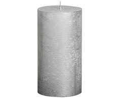 BOLSIUS RUSTIK Metallic Stumpenkerze 130 x 68 mm silber
