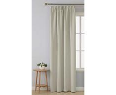 Deconovo Kräuselband Thermogardinen Verdunkelungsvorhang Gardinen Blickdicht Verdunklungsvorhänge Schlafzimmer, Polyester, Creme, 245x140