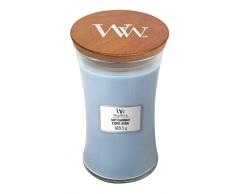 Große WoodWick Duftkerze im Sanduhrglas mit knisterndem Docht, Soft Chambray, bis zu 130 Stunden Brenndauer