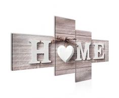 Bilder Home Herz Wandbild 200 x 100 cm Vlies - Leinwand Bild XXL Format Wandbilder Wohnzimmer Wohnung Deko Kunstdrucke Rosa Grau 4 Teilig - Made IN Germany - Fertig zum AufhÃ¤ngen 504441b