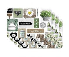 Venilia GARDEN Tischset Platzset für Esszimmer Muster, 4er Set abwischbar Polypropylen, lebensmittelecht, 45 x 30 cm, 4 Stück, 59102