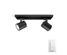 Philips Hue LED 2-er Spot Runner inkl. Dimmschalter, dimmbar, alle Weißschattierungen, steuerbar via App, schwarz, kompatibel mit Amazon Alexa (Echo, Echo Dot)