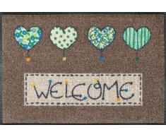 wash+dry Fußmatte Welcome Hearts, 50x75 cm, innen und außen, waschbar, braun