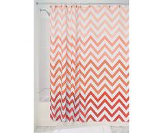 iDesign Ombre Chevron Textil Duschvorhang, 183 cm x 183 cm Vorhang aus Stoff mit Zickzackmuster, pflegeleichte Duschabtrennung für Badewanne und Duschwanne, Polyester orange