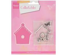 Marianne Design Collectables Vogelhaus Blumen - Stempel und Stanzschablone für die Kartengestaltung und Scrapbooking, Metal, pink, 5.2 x 6.2 x 0.4 cm