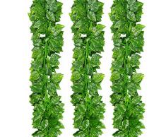 Ysber Künstlicher Efeu zum Aufhängen, Seide, für Hochzeit / Party / Garten / Wanddekoration, 12 Stück Green Radish Leaves