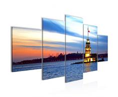 Bilder Städte Istanbul Wandbild Vlies - Leinwand Bild XXL Format Wandbilder Wohnzimmer Wohnung Deko Kunstdrucke Blau 5 Teilig - MADE IN GERMANY - Fertig zum Aufhängen 604153a