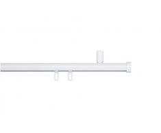 indeko CONSUL, Gardinenstange mit Innenlauf Ø 20mm auf Maß zur Deckenmontage, 1-Lauf, weiß, Komplettset mit Zubehör