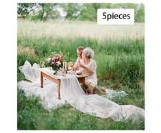 soardream 1 Stück Chiffon Hochzeit Tischläufer champagner 68,6 x 304,8 cm Gaze Tischläufer für romantische Braut Bohemian Hochzeit Tisch Decor 5 Pieces weiß