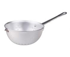 Pentole Agnelli Nudelsieb aus Aluminium, mit Griff und Aufhänger aus Edelstahl, Silberfarben