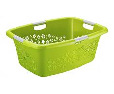 Rotho Wäschekorb 50 L, Kunststoff (PP), Grün/Weiß, 50 L (65, 1 x 48, 6 x 26, 2 cm)