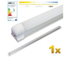 LEDVero 1x SMD LED Röhre 120 cm inkl. Fassung in kaltweiss - Leuchtstoffröhre T8 G13 Tube milchige Abdeckung - Lichtleiste mit 18 W, 1800lm- montagefertig