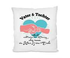 Herzbotschaft Kissen mit Motiv Modell: Ein Herz und Eine Seele-Vater-Tochter, Stoff, WeiÃ, 45 x 45 x 10 cm