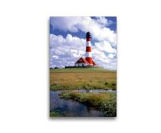 Premium Textil-Leinwand 30 x 45 cm Hoch-Format Leuchtturm Westerhever | Wandbild, HD-Bild auf Keilrahmen, Fertigbild auf hochwertigem Vlies, Leinwanddruck von Lothar Reupert