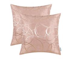 CaliTime Kissenbezüge Kissenhülle Pack von 2 Dekokissen Cases Schalen für Couch Sofa Home Decor Modern Shining & Dull Kontrast Circles Ringe Geometric 50cm x 50cm Dusty Pink