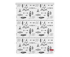 Lichtblick Rollo Klemmfix, 90 x 150 cm mit Motiv Tipi - Schwarz-Weiß Montage ohne Bohren, moderner Sicht-und Sonnenschutz, Motivrollo, lichtdurchlässig & Blickdicht