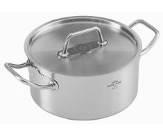 Kuhn Rikon 37283 Montreux Kochtopf mit Deckel, 4 Liter, induktionsgeeignet, spülmaschinentauglich, 22 cm, Edelstahl, Silber, 32 x 23.5 x 15 cm