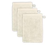 möve Superwuschel Waschhandschuh 15 x 20 cm aus 100% Baumwolle, ivory 3er Set