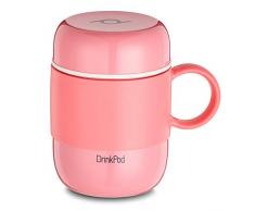 Pioneer DrinkPod mit Griff Isolierbecher aus Edelstahl 0,28 L Doppelwandig Thermobehälter 6 Stunden Heiß 24 Stunden Kühl Auslaufsicher BPA-Frei - Rosa