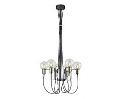 Trio Leuchten Deckenleuchte Nacho 100800632, Metall, Schwarz matt / bronze, Kabel gewebeummantelt schwarz