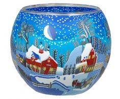 Himmlische Düfte Geschenkartikel CC261 Tischdekoration, Winternacht in Canada Windlicht Glas 11 x 11 x 9 cm, bunt