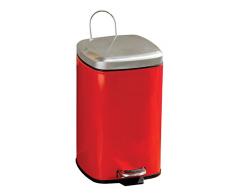 Premier Housewares Quadratischer Treteimer, 20 l, rot mit hochglänzendem Edelstahldeckel