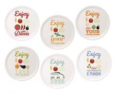 Brunch Time Pizzateller 6er Set Enjoy Mehrfarbig