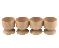Apollo Housewares Eierbecher, 24 x 5,5 cm, Buchenholz, 4er-Set, Naturholz