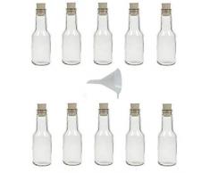 Viva Haushaltswaren - 10 x Glasflasche 150 ml mit Korkverschluss zum Befüllen, als Glasgefäße für Schnaps, Liköre etc. verwendbar (inkl. Trichter Ø 7 cm)