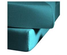 Fleuresse Colours Spannbettlaken, Uni-Mako-Satin, petrol, 160 x 200 cm