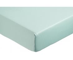 AmazonBasics Spannbetttuch, Baumwoll, Satin Fadenzahl 400, knitterarm, 90 x 190 x 30 cm - Meeresgrün