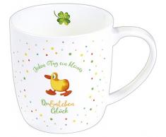 Moses QuEntchen-Tasse | Kaffeebecher aus Fine Bone Porzellan | Mit Enten-Motiv, Weiß, 11 x 9 x 8.7 cm