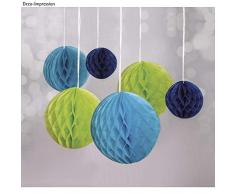Rayher 87078000 Wabenbälle, Honeycomb, Seidenpapier, 5+8+10cm, H. Blau/ H.Grün / D. Blau, Hänge- und Tisch Dekoration, passen zu Girlanden und Pompoms bei Geburtstagen, Hochzeiten + Fotoshootings