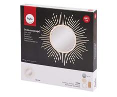 Rayher 62916000 Bastelset Sonnenspiegel mit Holzstrahlen, klein, Gesamtdurchmesser 32 cm, Spiegel 15 cm Ø, Wandspiegel, Dekospiegel