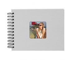 Goldbuch Spiralalbum mit Bildausschnitt, Living, 24x17 cm, 50 schwarze Seiten, Hochwertiger Einband aus Strukturpapier in Leinenoptik, Grau, 20 198