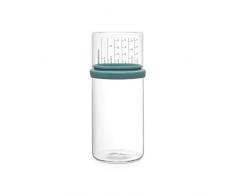 Brabantia Vorratsglas mit Messbecher, 1 L, Glas, Mint, 10.4 x 10.4 x 23 cm