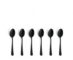 Espresso Löffel-Set, Besteck Schwarz für 6 Personen, rostfrei & mattiert, Besteck Set, Kuchen-Besteck, Essbesteck