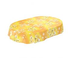 ANRO Wachstuchtischdecke Wachstuch Wachstischdecke Tischdecke Kamille Gelb Blumen Sonne Oval 240x140cm