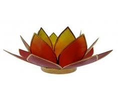 Trimontium Teelichthalter Sonnenuntergang in Form Einer dreiblättrigen Lotusblüte, Capiz-Muschel, gelb/orange/rot, 14 x 14 x 8 cm
