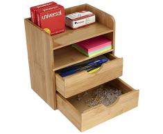 Mind Reader Bambus 4 Etagen Schreibtisch Organizer mit 2 Schubladen, braun