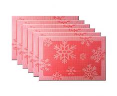 Bright Dream Platzdeckchen waschbar, leicht zu reinigen, PVC Tischset für Küche und Tisch, hitzebeständig, gewebtes Vinyl Snow Red