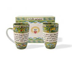 Royal Tara Tassen-Set mit Irischem Segensspruch, Zwei Aufeinander Abgestimmte Tassen, in Irischer Geschenkbox