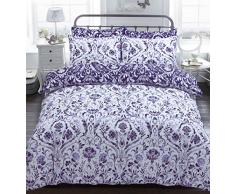 Sleepdown Painted Damask Purple Bettwäsche-Set, violett, Einzelbett