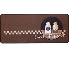 oKu-Tex Fußmatte | Schmutzfangmatte | Deco-Flair Kitchen | Aufdruck/Motiv Salz & Pfeffer | Küchenläufer für innen | Küche | rutschfest | 50x120 cm