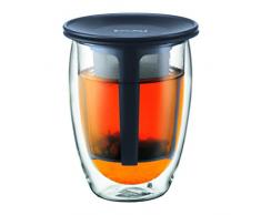 Bodum TEA FOR ONE Teeglas mit Kunststofffilter (Doppelwandig, Isoliert, 0,35 liters) schwarz