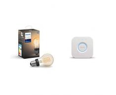 Philips Hue White Filament E27 LED Lampe 3-er Pack inkl. Hue Bridge, Vintage Design, warmweißes Licht, steuerbar via App, kompatibel mit Amazon Alexa (Echo, Echo Dot)