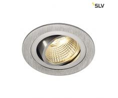 SLV LED Deckeneinbaustrahler NEW TRIA 77 I rund, single, 2700K, CS, Clipfeder, matt aluminium, Deckenleuchte, Deckenstrahler, schwenkbare Deckeneinbauleuchte, Indoor