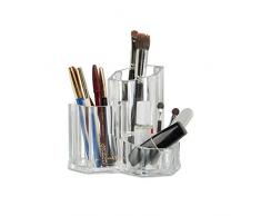 Relaxdays Pinselhalter 3-teilig, Organizer f. Kosmetikpinsel u. Make Up Zubehör, kleiner Acryl Stiftbecher, transparent