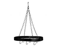 Premier Housewares Ovaler Deckenleuchte Rack, matt schwarz, Pulverbeschichtetes Metall, 31x60x72